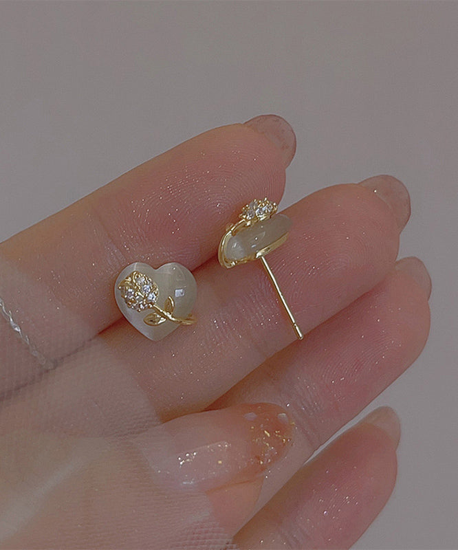 Ohrringe Kupferlegierung Gold Katze Blumenauge Stein Ohrstecker Liebe Fein