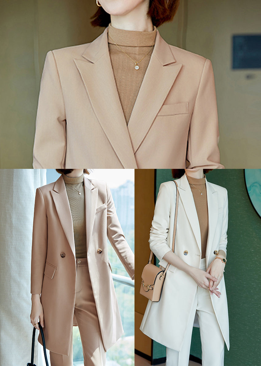 Feine Khaki Doppelbrust Spandex Trenchcoats Frühling YJ012