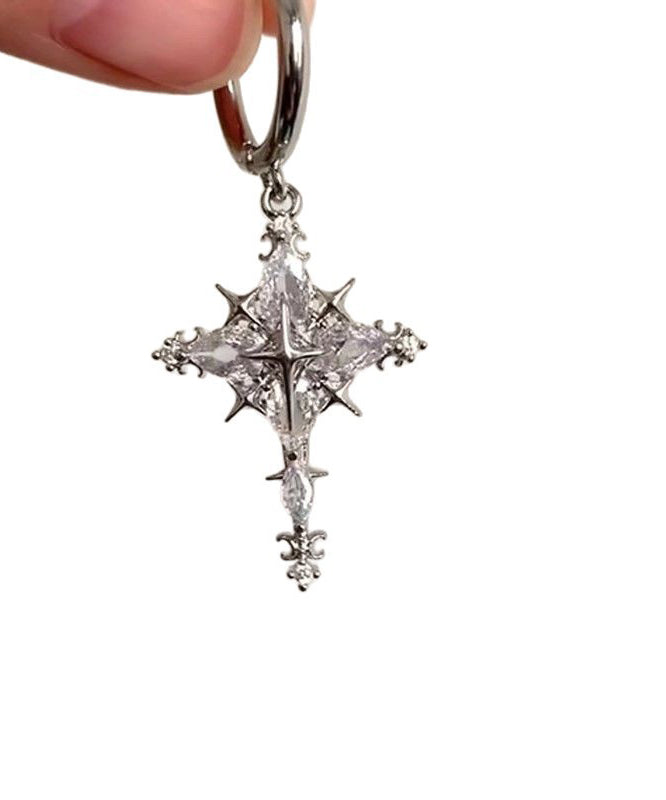 Boucles d'oreilles pendantes flocon de neige Overgild en soie, cuivre fin et zircon