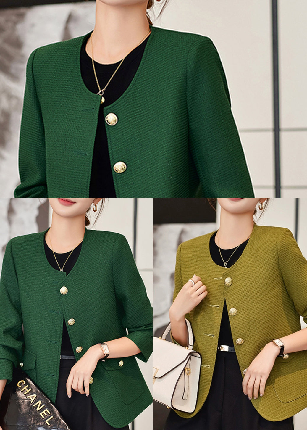 Vestes formelles en coton vert clair surdimensionnées printemps YJ061