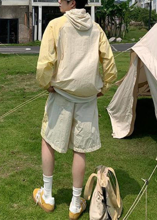 Manteau à capuche bleu soie 50+ Ice UPF Patchwork Two Homme Français