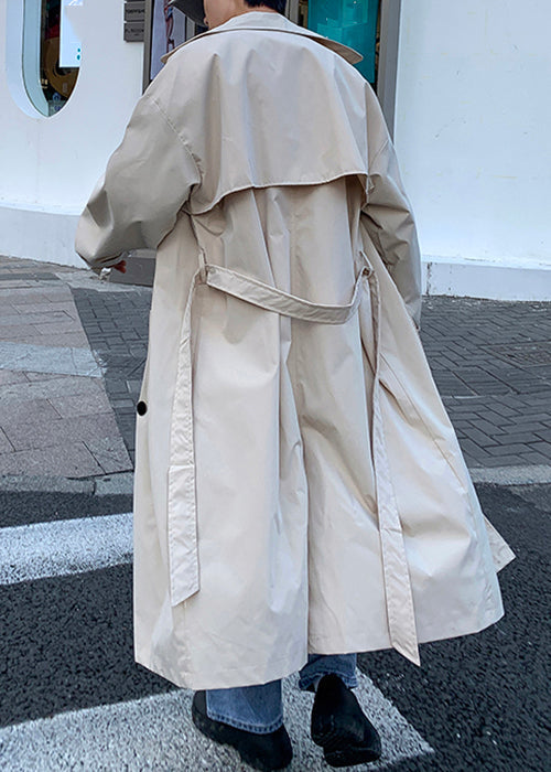Französisch Khaki Doppelbrust Krawatte Taille Baumwolle Herren Langen Trenchcoat Frühling YQ002