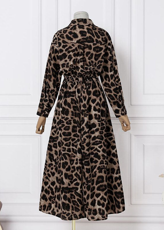 Robes de vacances en coton, imprimé printemps, ourlet large, extra léopard français