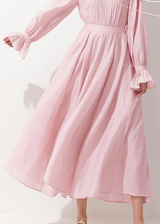 Französisch Rosa Reißverschluss Solide Hohe Taille Baumwolle A Linie Röcke Herbst AM1024