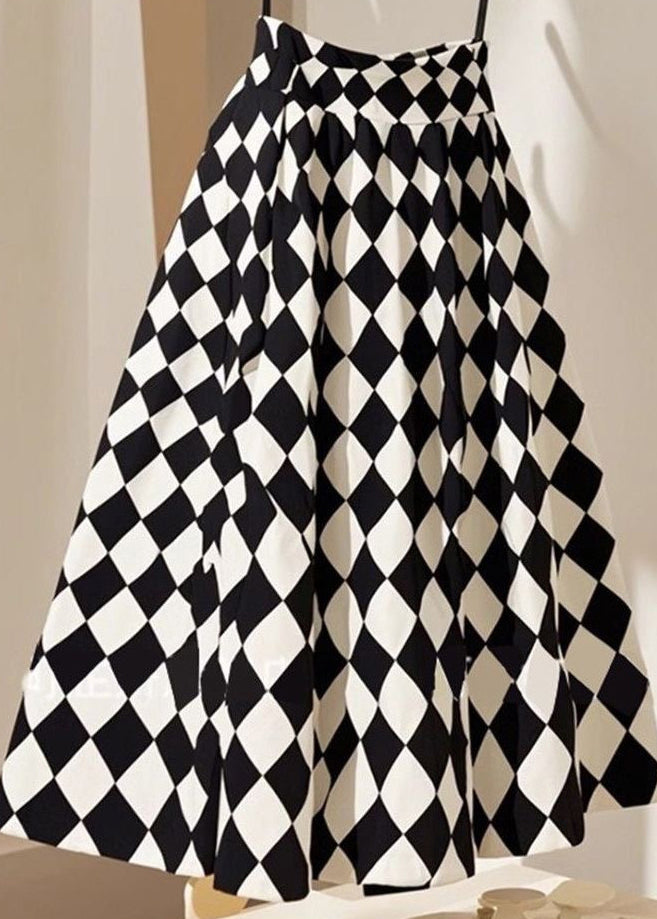 Linie Baumwolle Sommer Französisch Plaid EINE Taille Hohe röcke