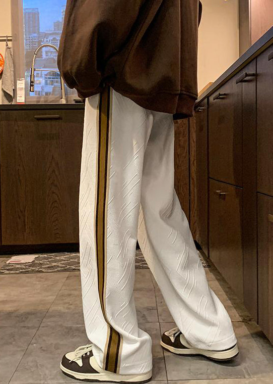 Pantalon homme en coton à rayures blanches et cordon de serrage, automne WA051