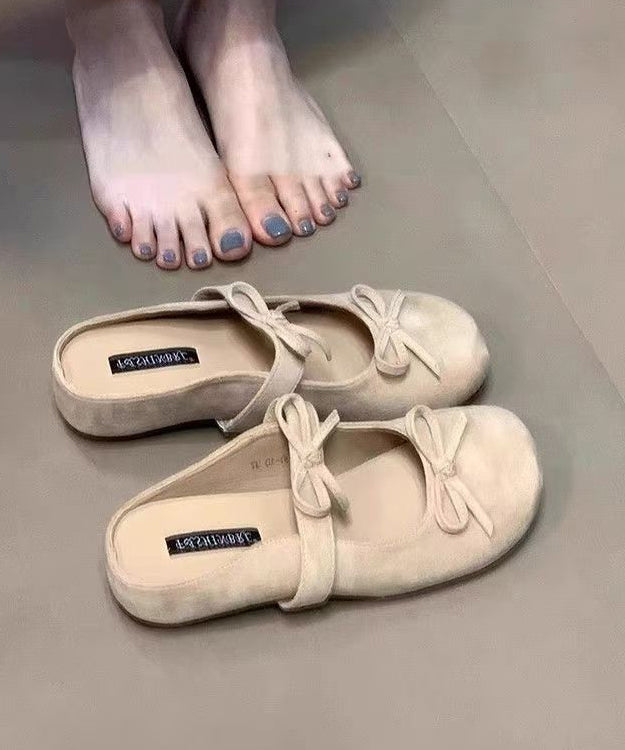 Schleife Spleißen Sandalen Französisch Gelb Slide Wedge