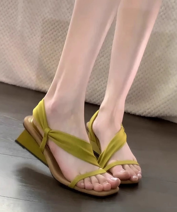 Green Toe Sandals Wedge Peep Splicing French