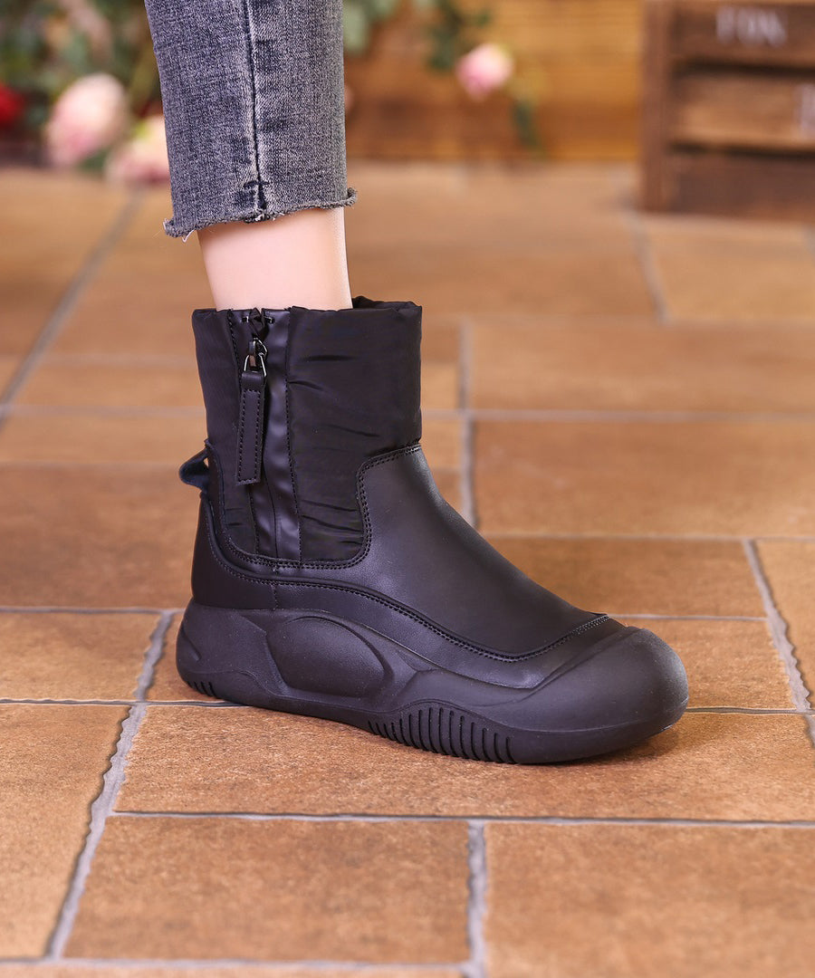 Graue, schicke Spleißstiefel mit Reißverschluss und flauschigem Wollfutter TQ066