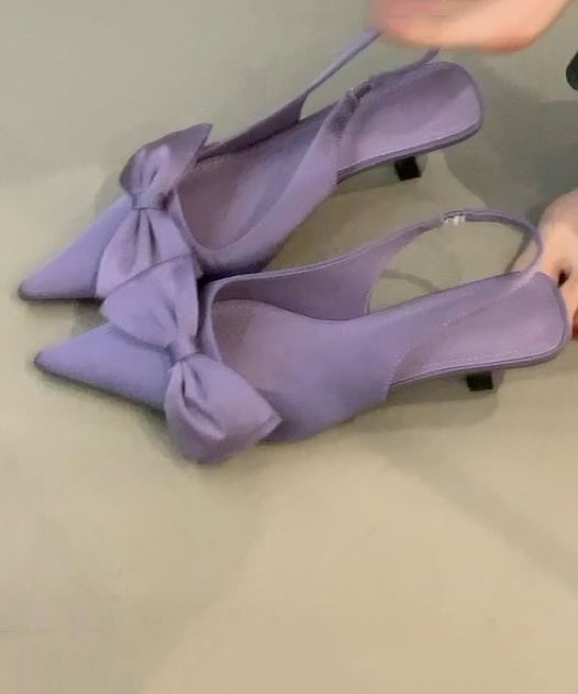 Spitze Zehen Spleißen Lila Sandalen Ferse Handgemachte Hohe