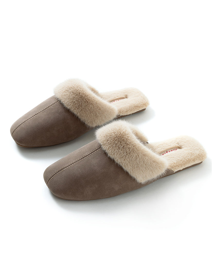 Handgemachte bequeme rosa flauschige Hausschuhe mit Wollfutter RX017