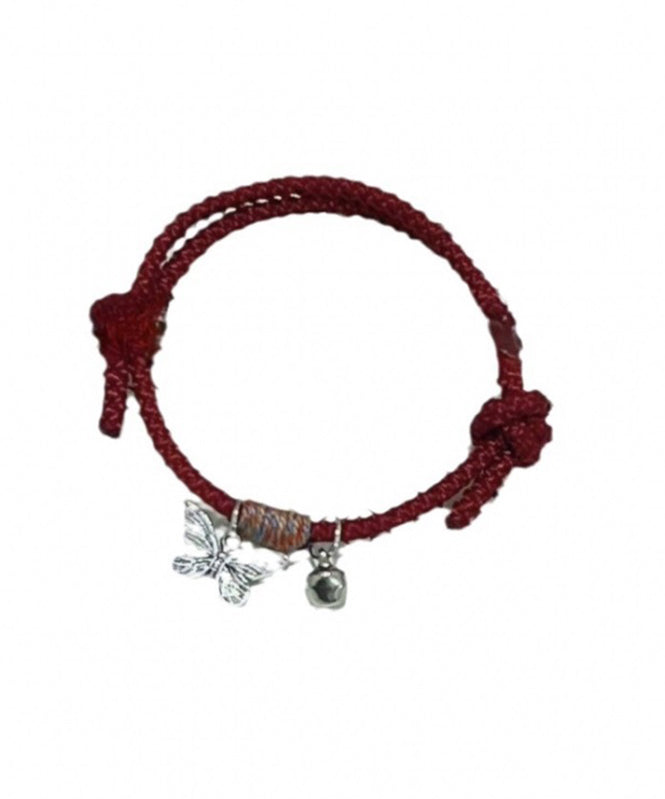 Handgemachtes rotes Sterling Silber Schmetterling Kleines Glöckchen Charm Armband WP019