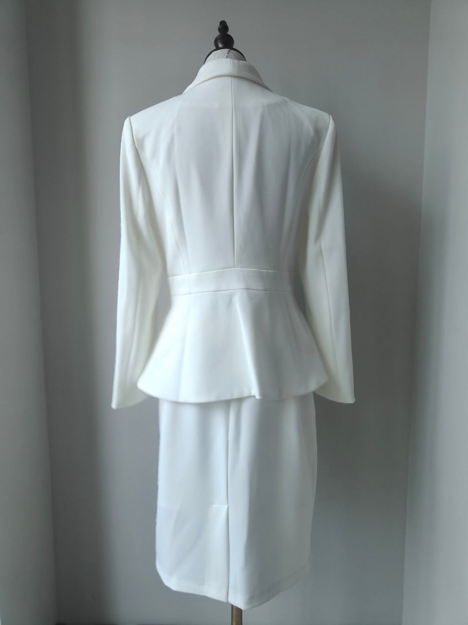 Set: Plain Double-Breasted Blazer + High Waist Mini Pencil Skirt