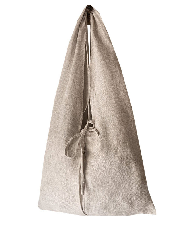 Leinen-Umhängetasche im japanischen Stil mit großer Kapazität und Schnürung YR024