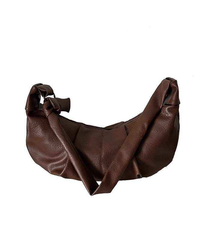 Koreanische, kaffeefarbene, plissierte, vielseitige Umhängetasche mit einer Schulter WI033