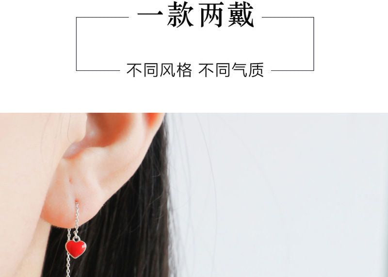 Sterling Earring 925 Heart Silver Drop