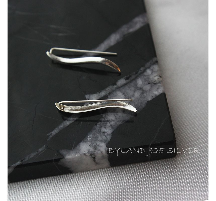 Sterling Wave Pull Earring Silver Through