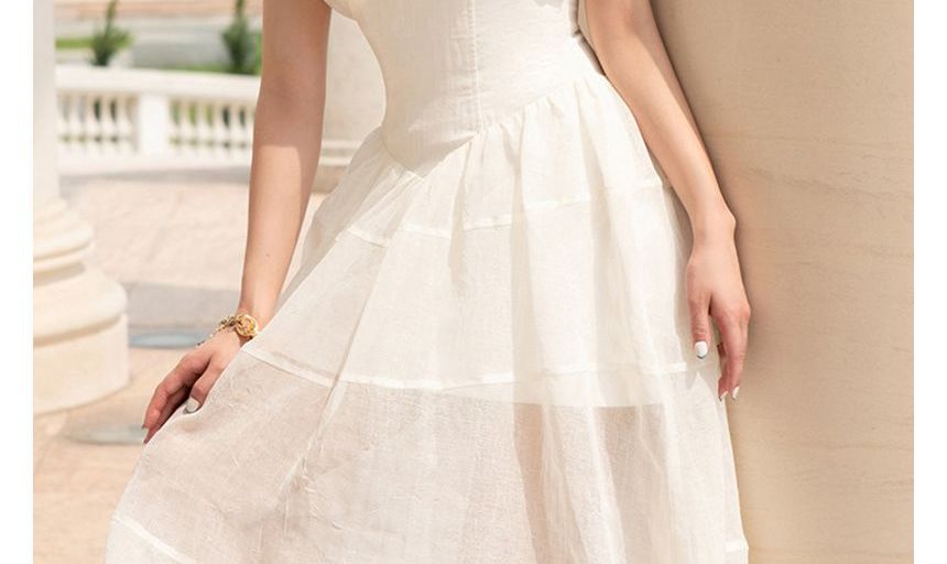 Cap-Sleeve Midi A-Line Dress