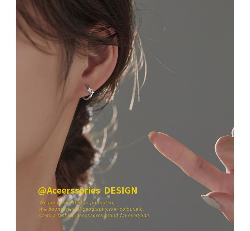 Sterling Star Hoop Earring Silver