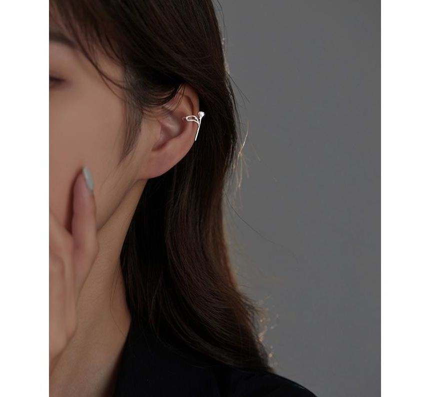 Sterling Earring Rose Silver Cuff