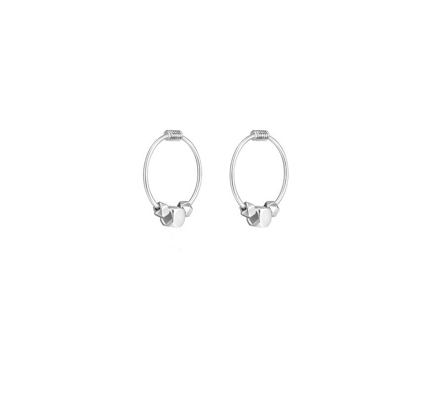 Hoop Sterling Bead Earring Silver