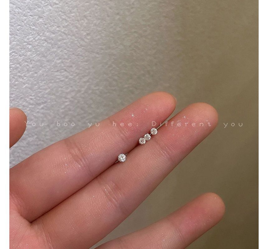 Rhinestone Pair 2 Alloy Stud Set: Earring