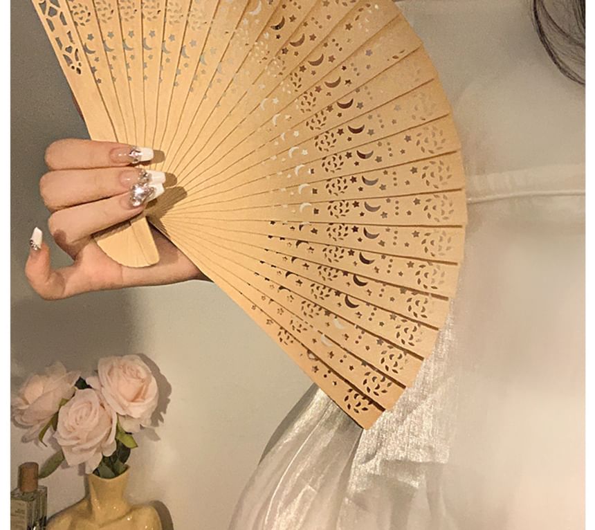 Hand Fan Wooden Cutout Foldable