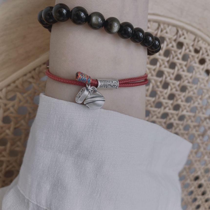 String Bracelet Silver Bell