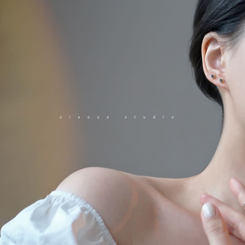 Rhinestone Stud Earring Sterling Silver