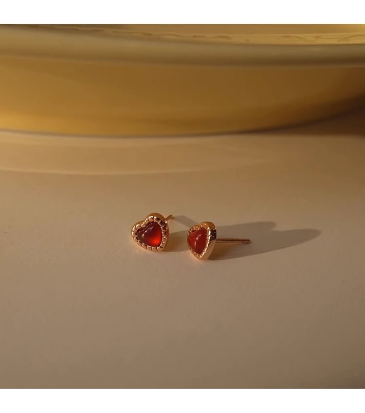 Earring Sterling Heart Stud Silver