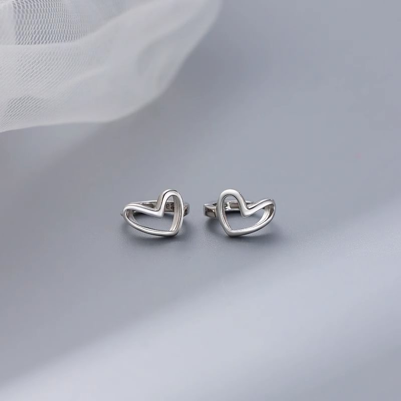 Huggie Silver Sterling Heart Earring