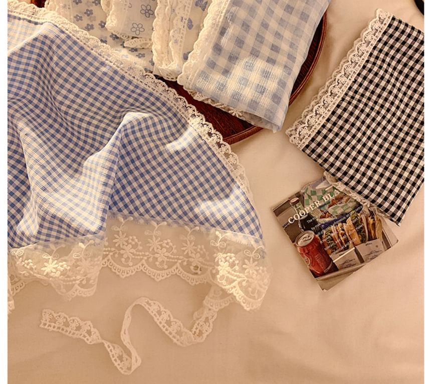 Plaid Triangle Scarf (Various Trim Lace Head Designs)