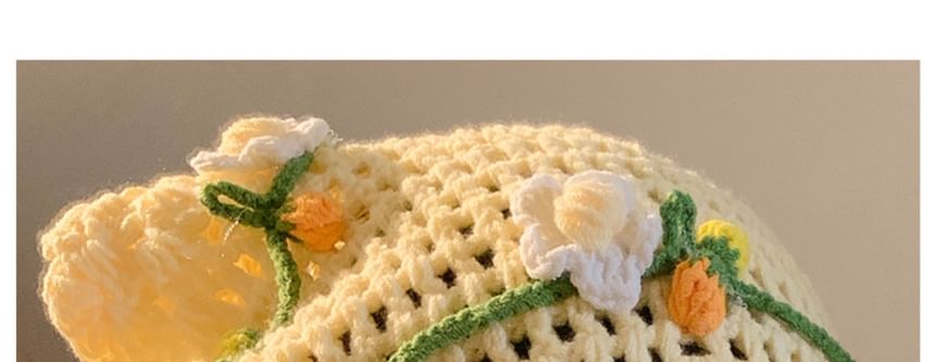 Tie / Floral Hat Hair Bonnet Crochet