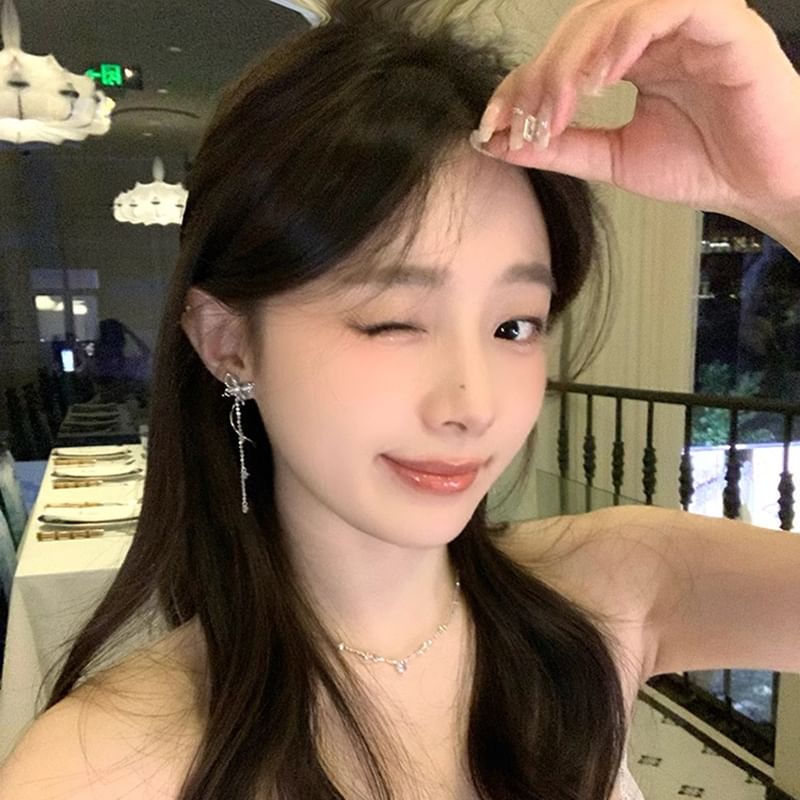 Butterfly Cat Alloy Eye Earring Stone Dangle Faux