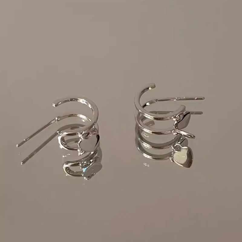 Drop Heart Earring Silver 925 Hoop Sterling