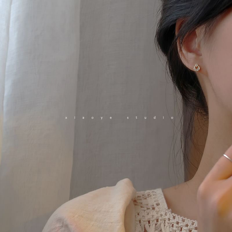 S925 Silver Rhinestone Earring Sterling Stud