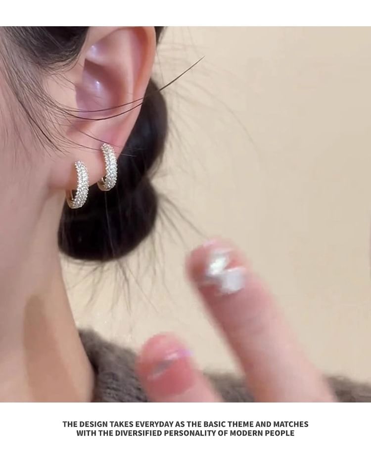 Earring Hoop Rhinestone Alloy