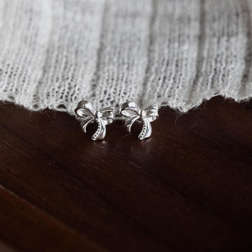 Bowknot Silver Earring Sterling Stud 925