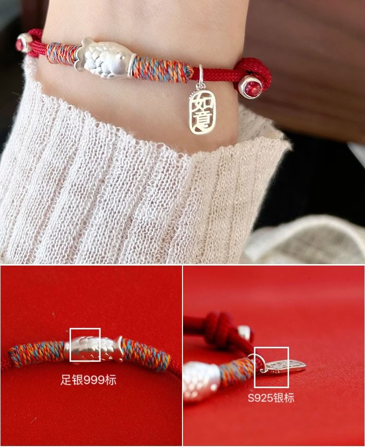 String Bracelet Sterling Fish 925 Silver