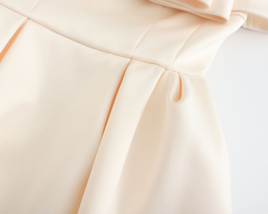 Off-Shoulder Plain Bow Mini A-Line Dress