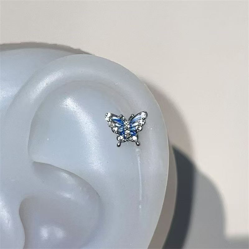 Rhinestone Earring Stud Butterfly