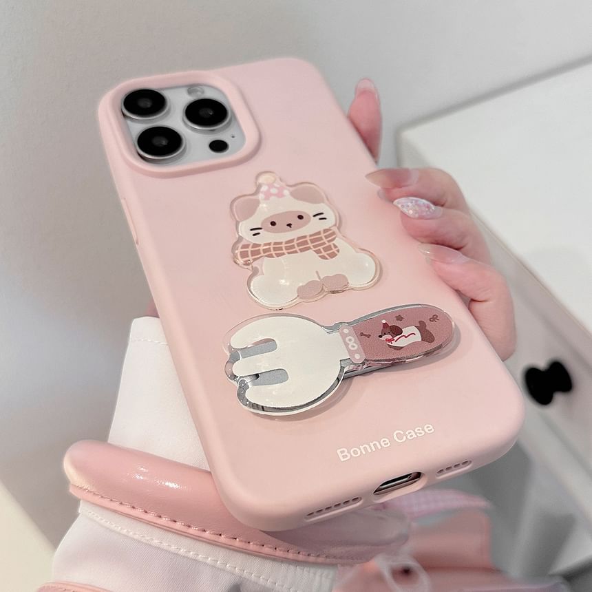 / Cat Case Fork Set Stand Phone