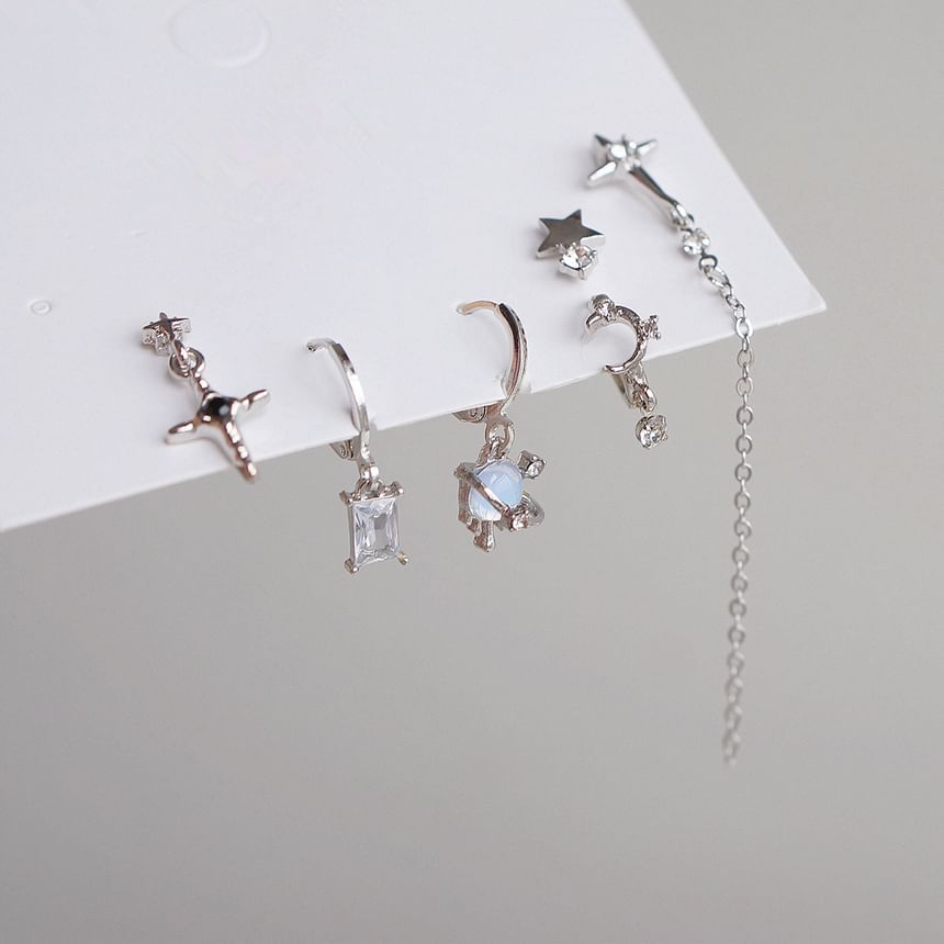 Drop 6: Huggie Earring Rhinestone of Dangle 925 Silver Set Sterling +