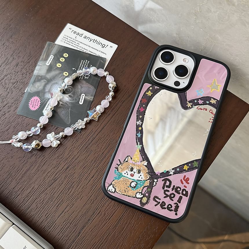 Case Bead / Phone Shape Star Heart Set Strap Mirror