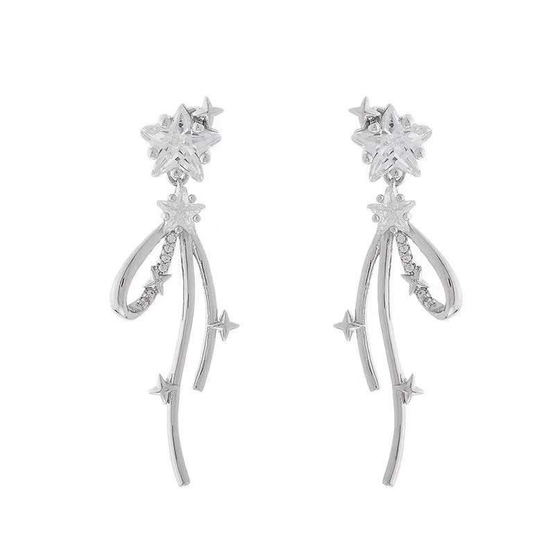 Earring Alloy Drop Rhinestone Bow Star