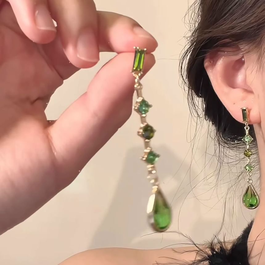 Alloy Dangle Earring Droplet Crystal Faux