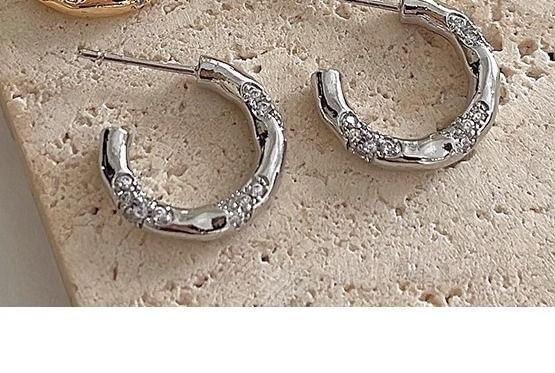 Alloy Rhinestone Earring Open Hoop