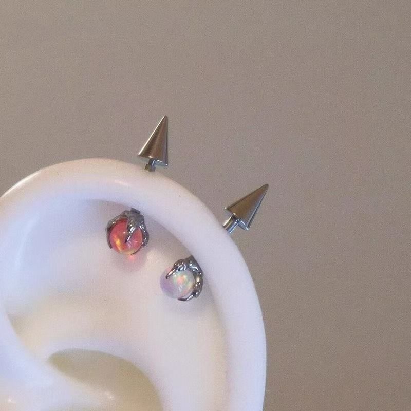 Earring Alloy Through Gemstone Faux Claw