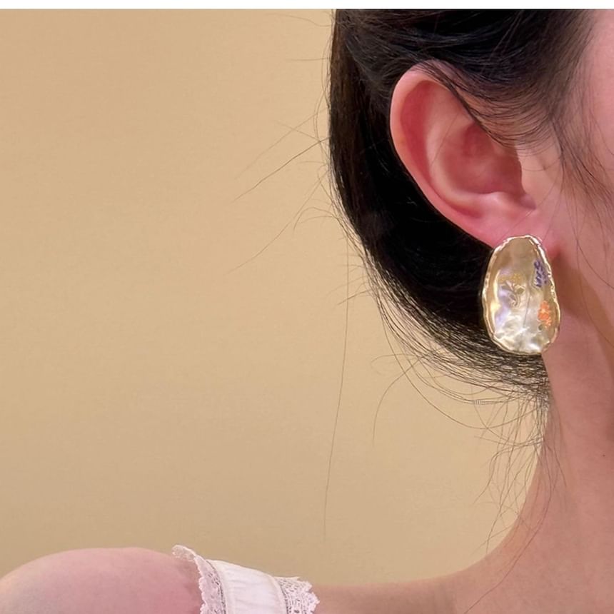 Earring Statement Glaze Alloy Floral