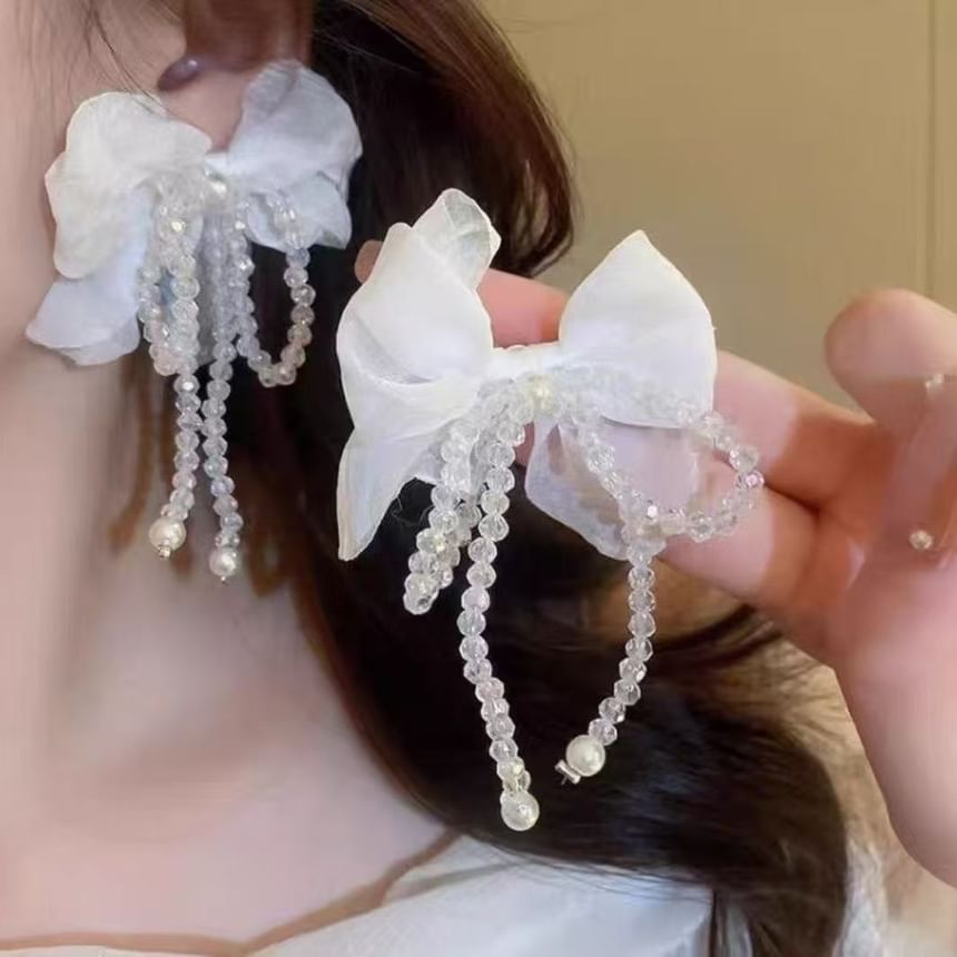 Pearl Alloy Faux Statement Earring Bow